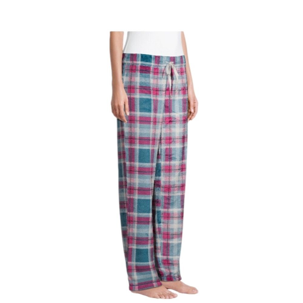 Secret Treasures Plus Size Pink Blue Plaid Draw String Soft Flannel Pj's 3x